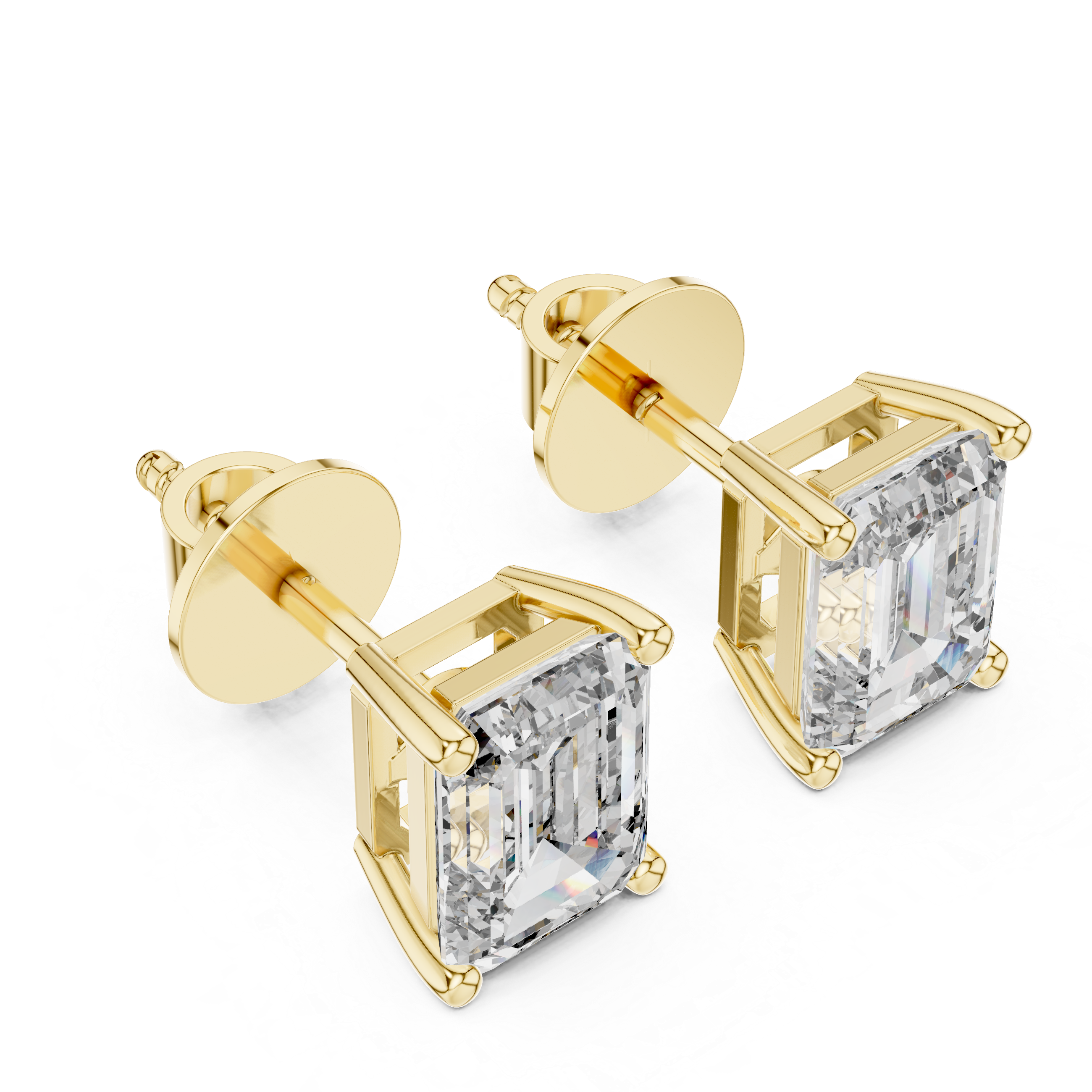 Emerald Diamond studs – Yellow Gold