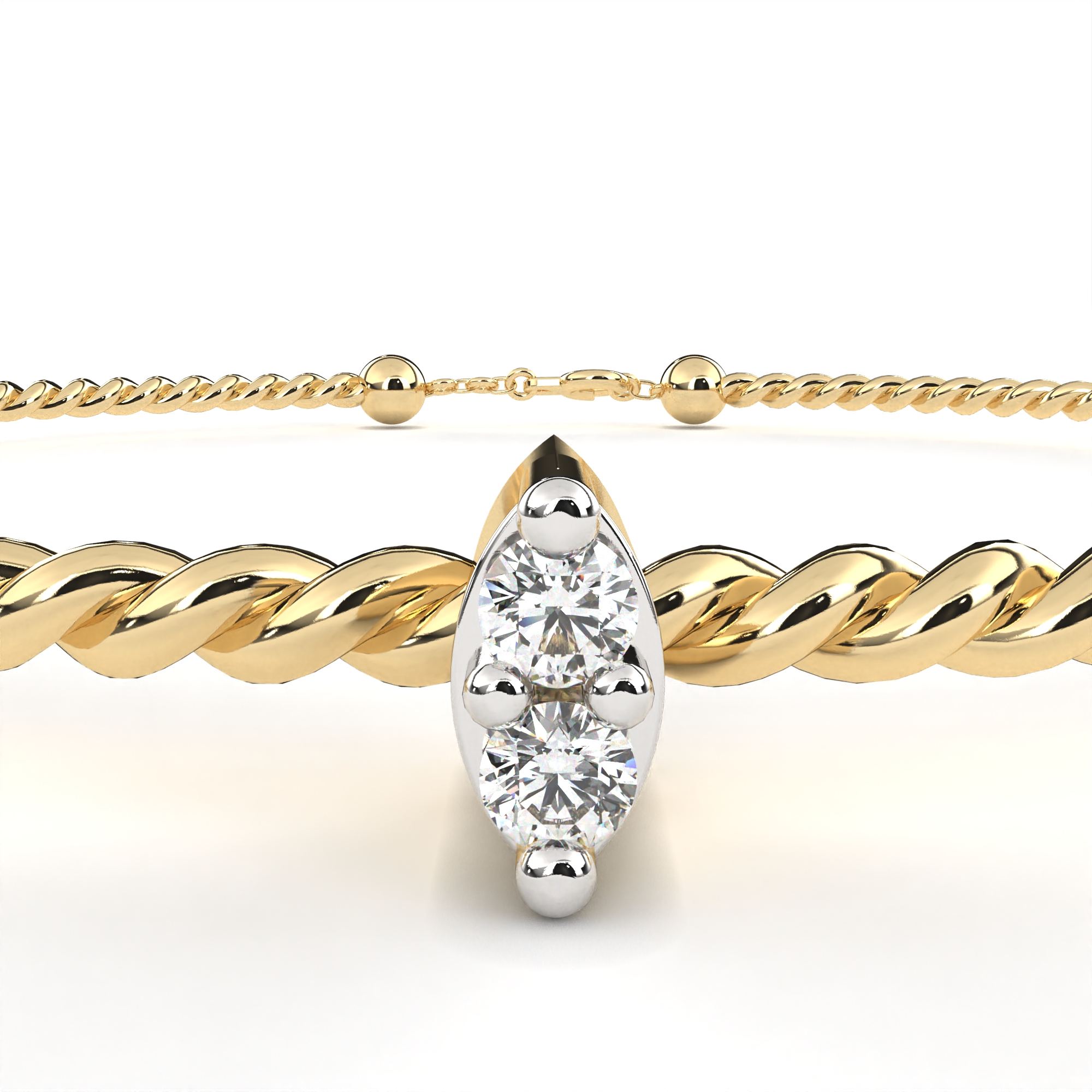 Beautiful Marquise designed bracelet made with Round diamonds – Yellow Gold