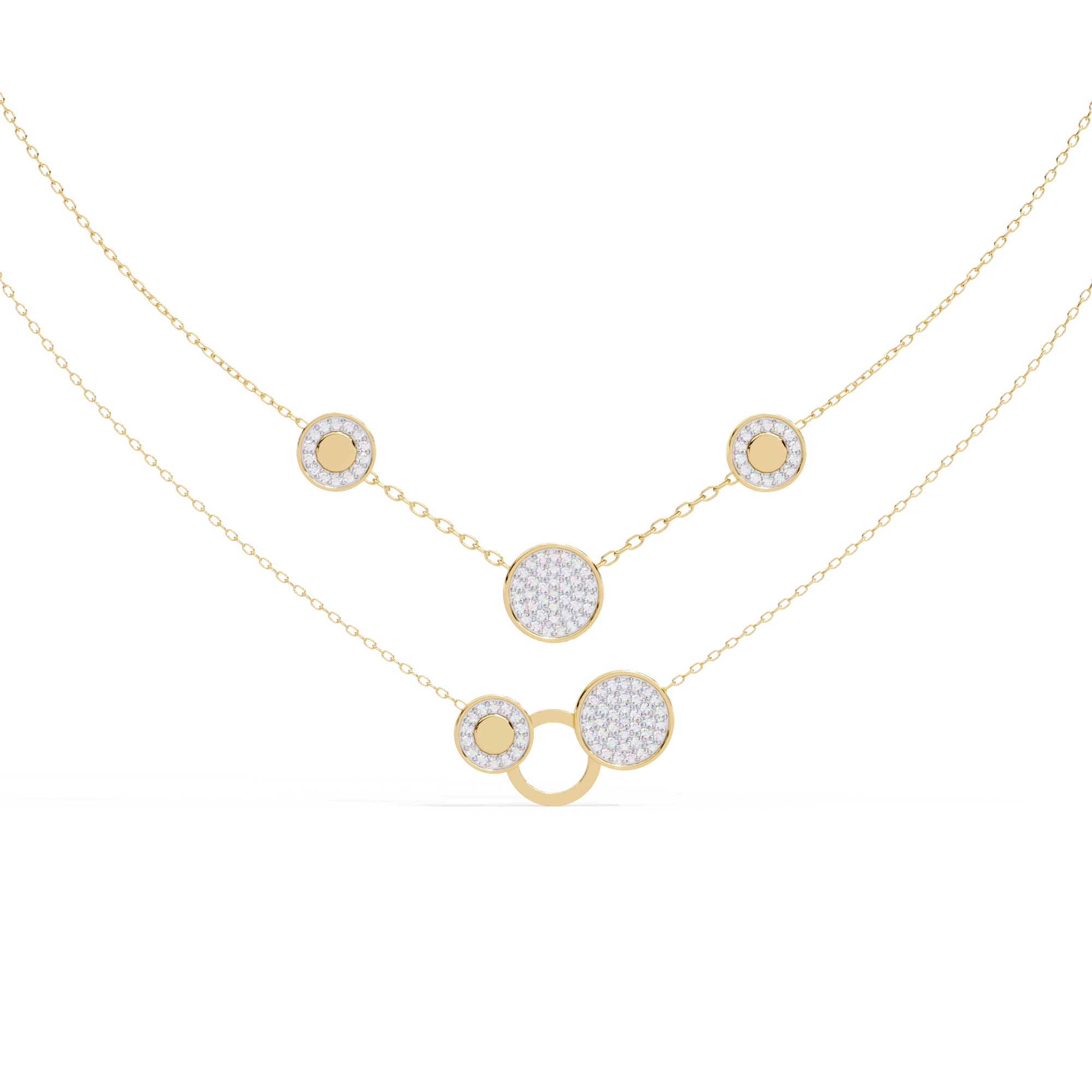 Fancy five circle Necklace – Yellow Gold