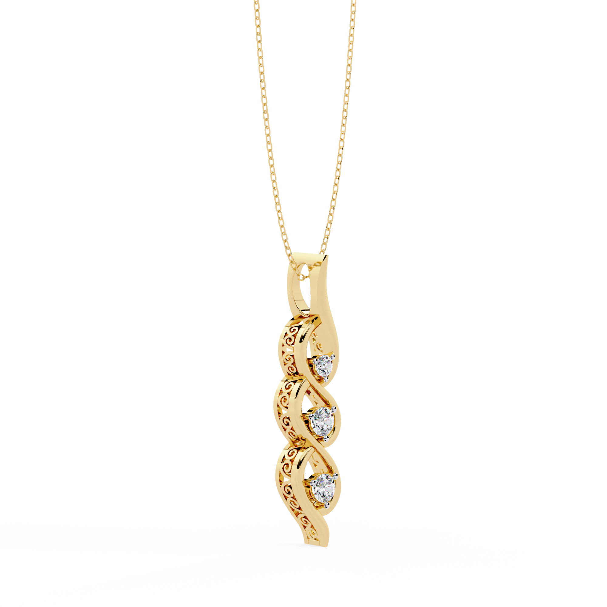 Evergreen three diamond Pendant – Yellow Gold