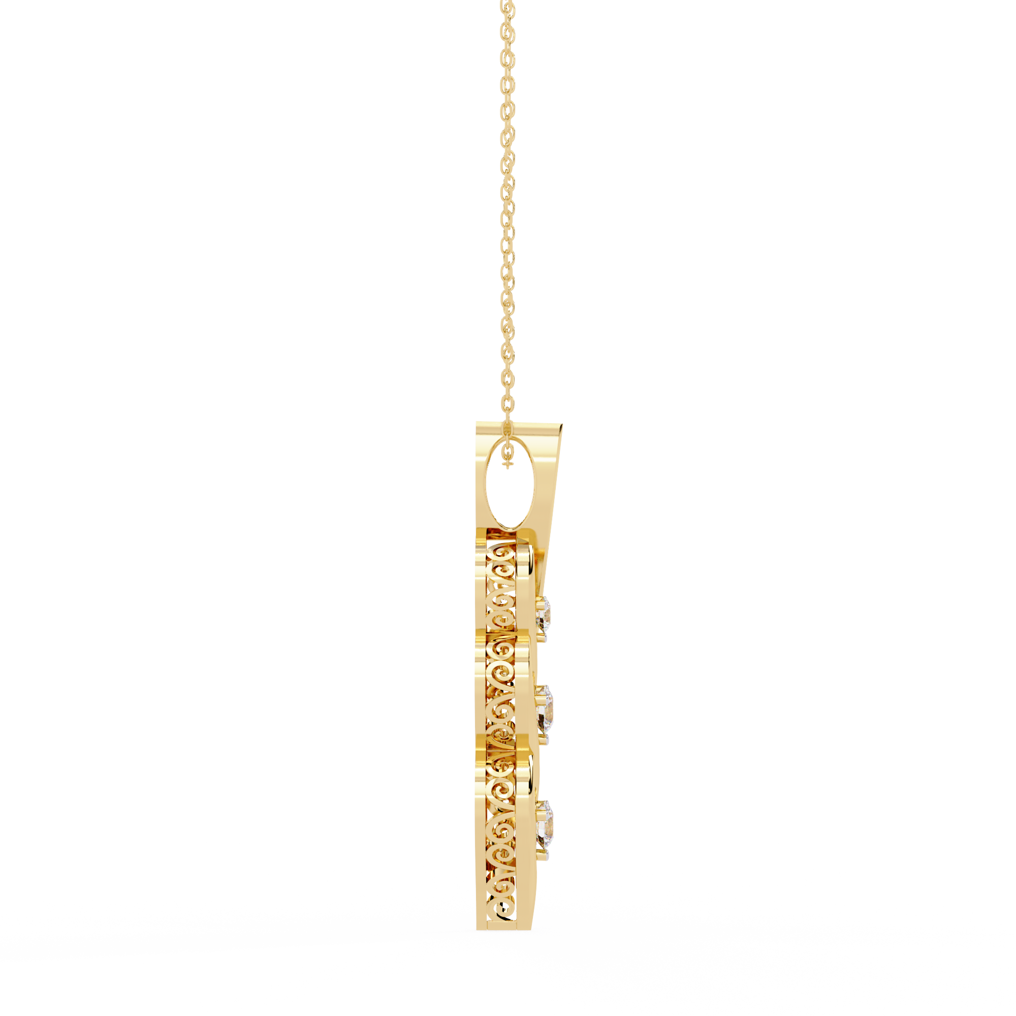 Evergreen three diamond Pendant – Yellow Gold