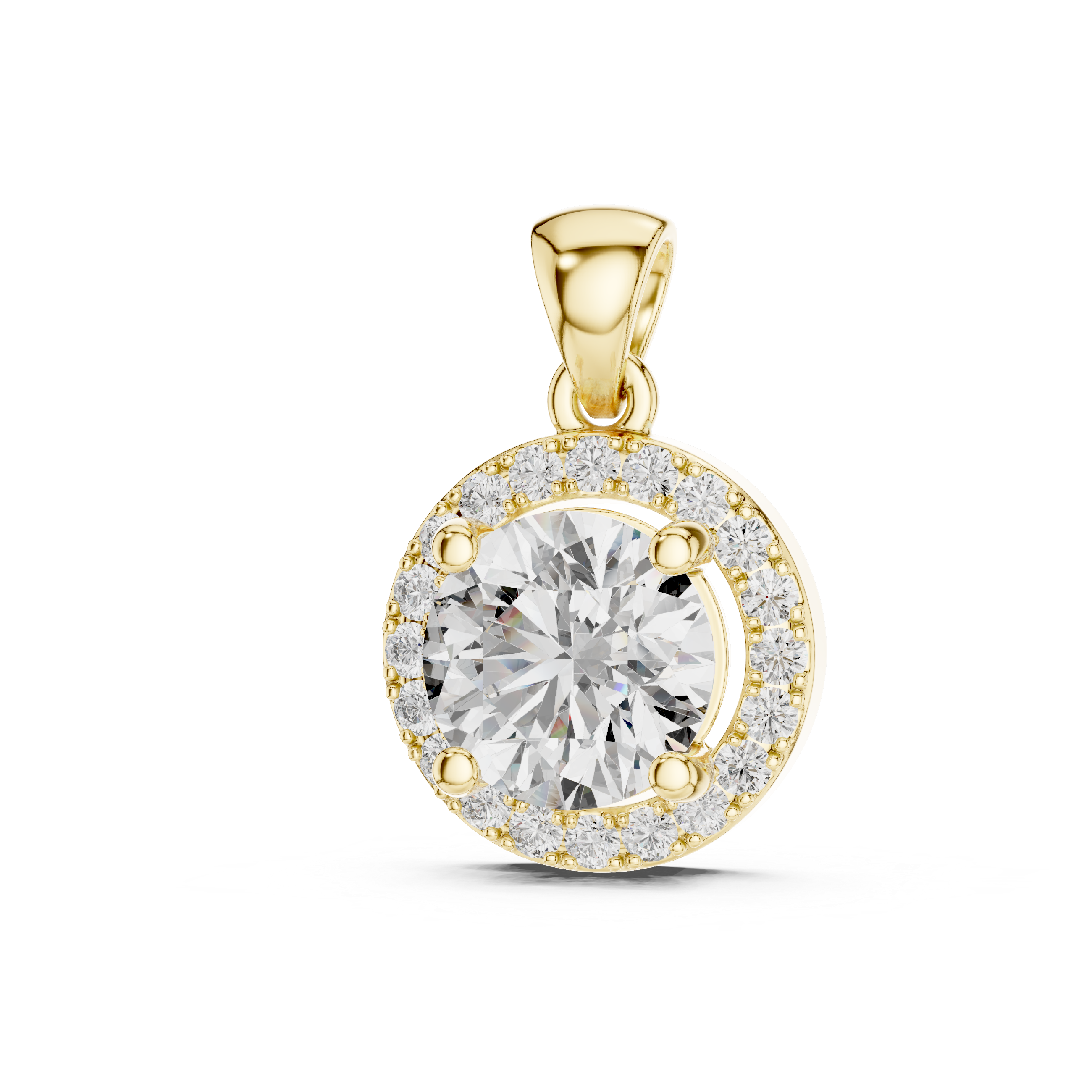 Solitaire Round Pendant with Fire ring