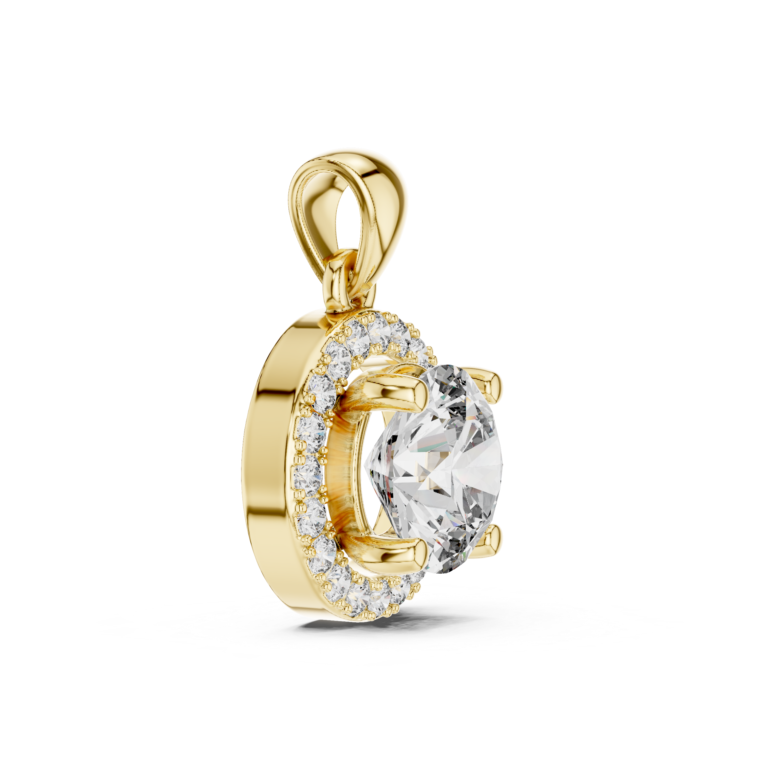 Solitaire Round Pendant with Fire ring – Yellow Gold