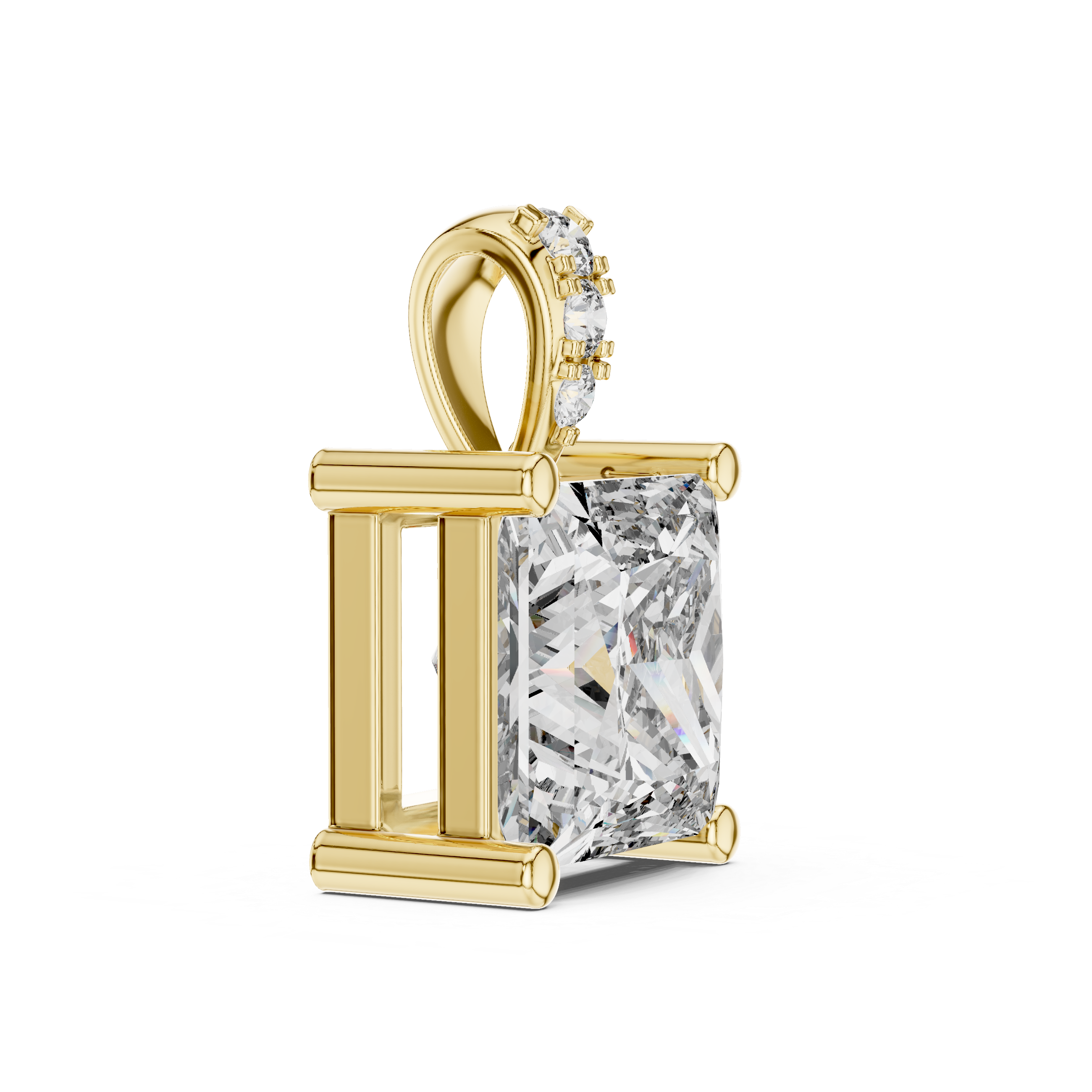 Solitaire Square Pendant (princess) – Yellow Gold